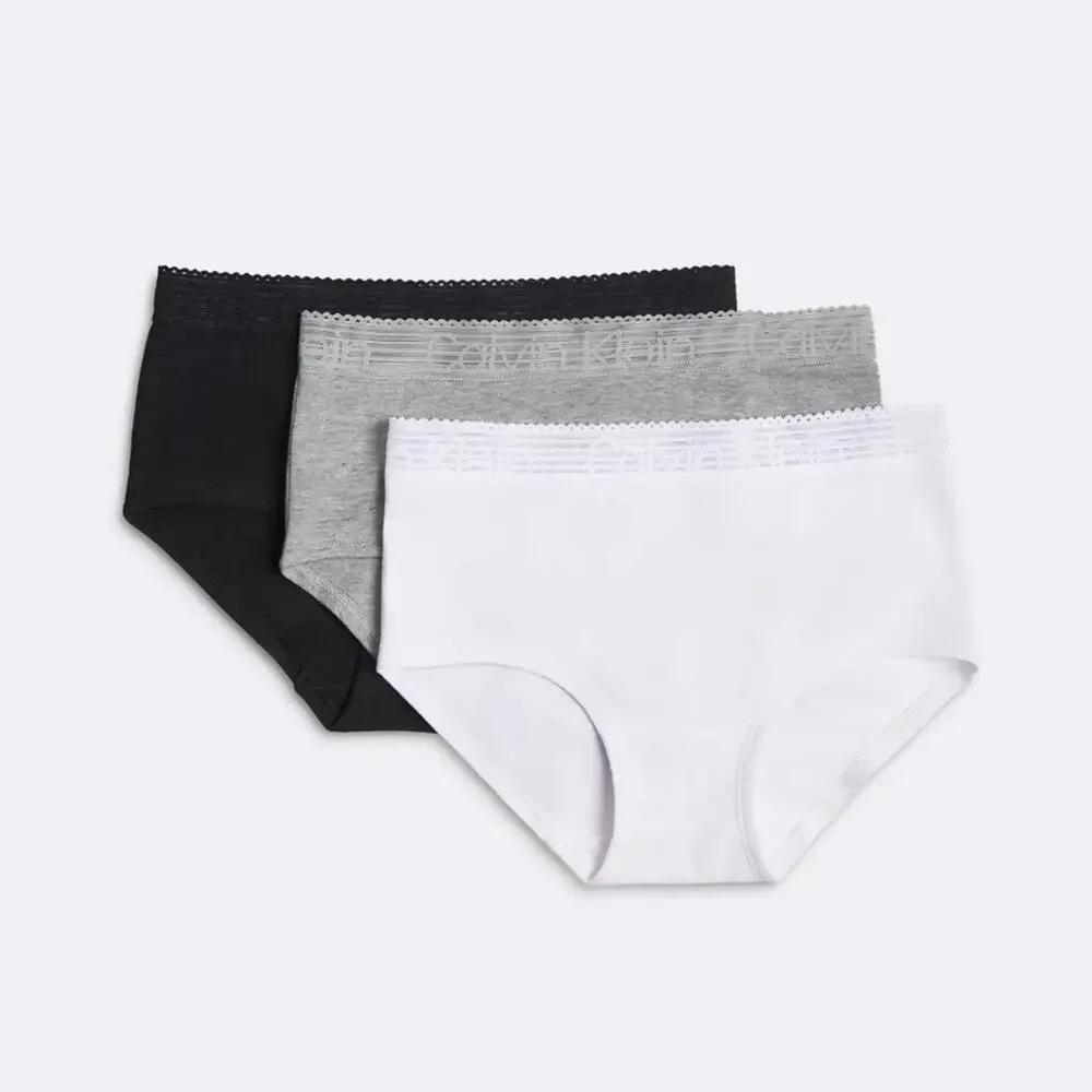 NWT! CALVIN KLEIN Girls Panties 3 NEW 6/S Panties Hipster Underwear White Black